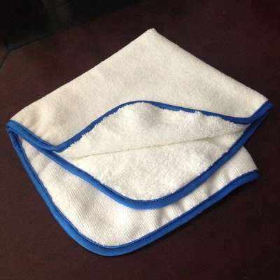 400GSM Silk Edge White Fabric Micro fiber Car Wash Cleaning Microfibre Towel